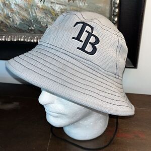 Gray New Era Tampa Bay Rays MLB Crushable Bucket Fishing Baseball Hat Cap Sun